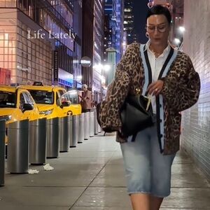 🔥NWT KBB by KAHLANA Women's 'The Slouchy Cardigan' in Tan leopard - XXL